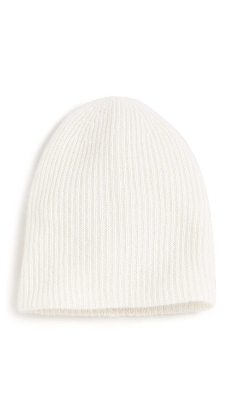 7476 White & Warren Cashmere Plush Rib Beanie, Soft White, One Size